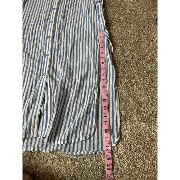 Maeve by Anthropologie Striped Button Down Tunic Women Medium Blue White Small - Picture 12 of 12